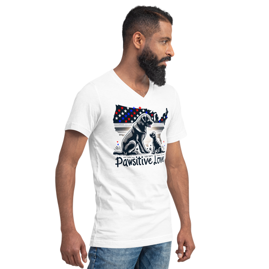 States of Devotion - Pawsitive Love Black - Men's V-Neck Tee