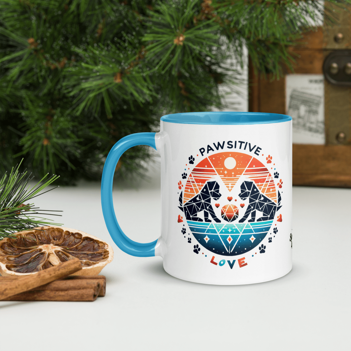 Geometric Puppy Play - Pawfect Color Mug 11 oz. - Coffee Mug - Inside Color - Speak Up 4 Paws