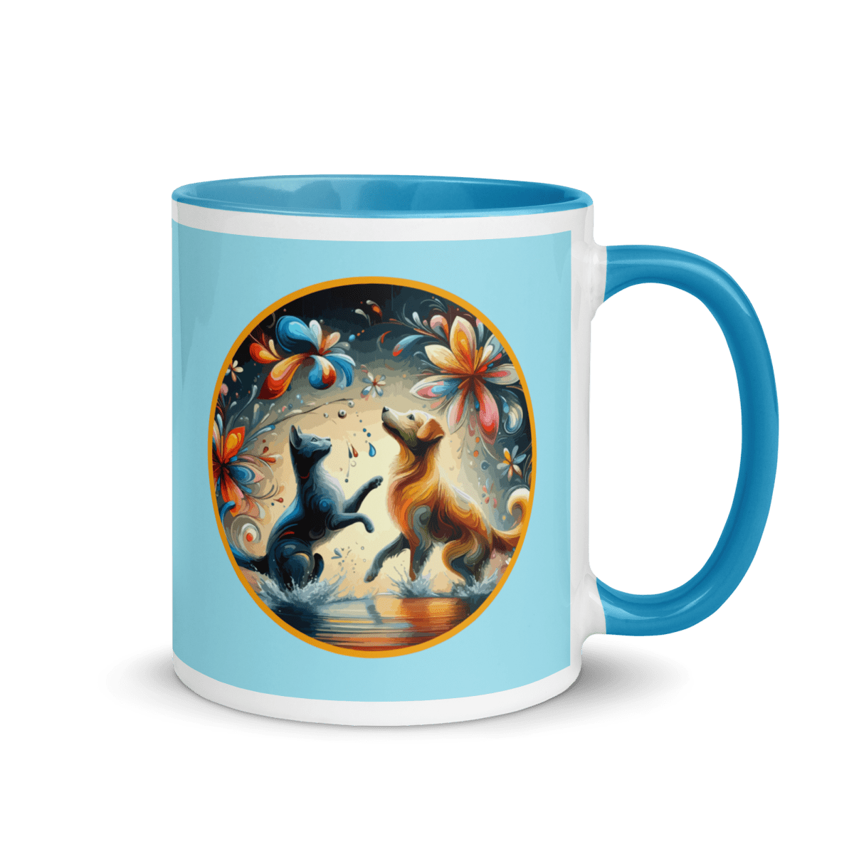 Paws in the Rain - "Dancing Through Raindrops!" - Vivid Mug (Color: Blizzard Blue | Blue) - Coffee Mug - Inside Color - Speak Up 4 Paws
