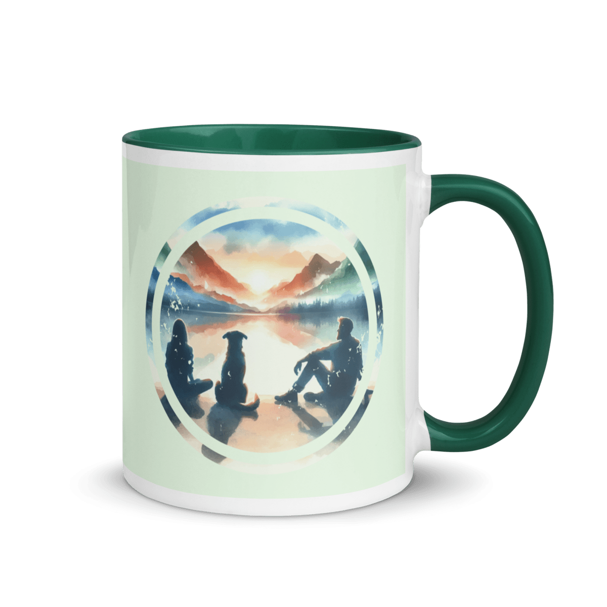 Sunset Reflections - "Pictures fade but bonds last forever!" - Vivid Mug (Color: Honeydew | Dark Green) - Coffee Mug - Inside Color - Speak Up 4 Paws