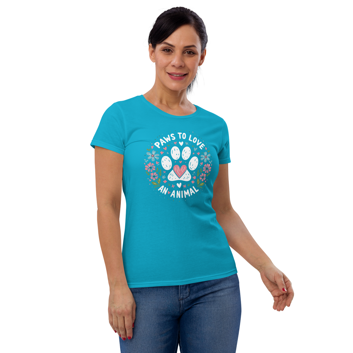 Floral Pawprints - Womens Fashion Fit Tee