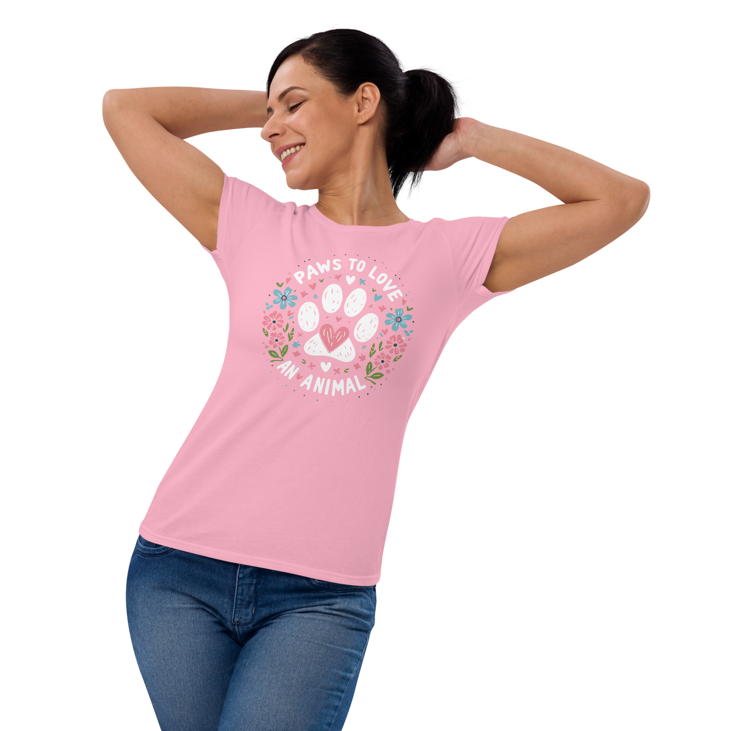 Floral Pawprints - Womens Fashion Fit Tee