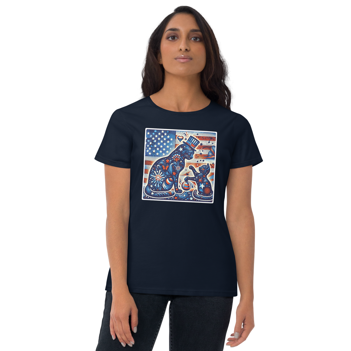 Feline Fireworks Fiesta - Womens Fashion Fit Tee