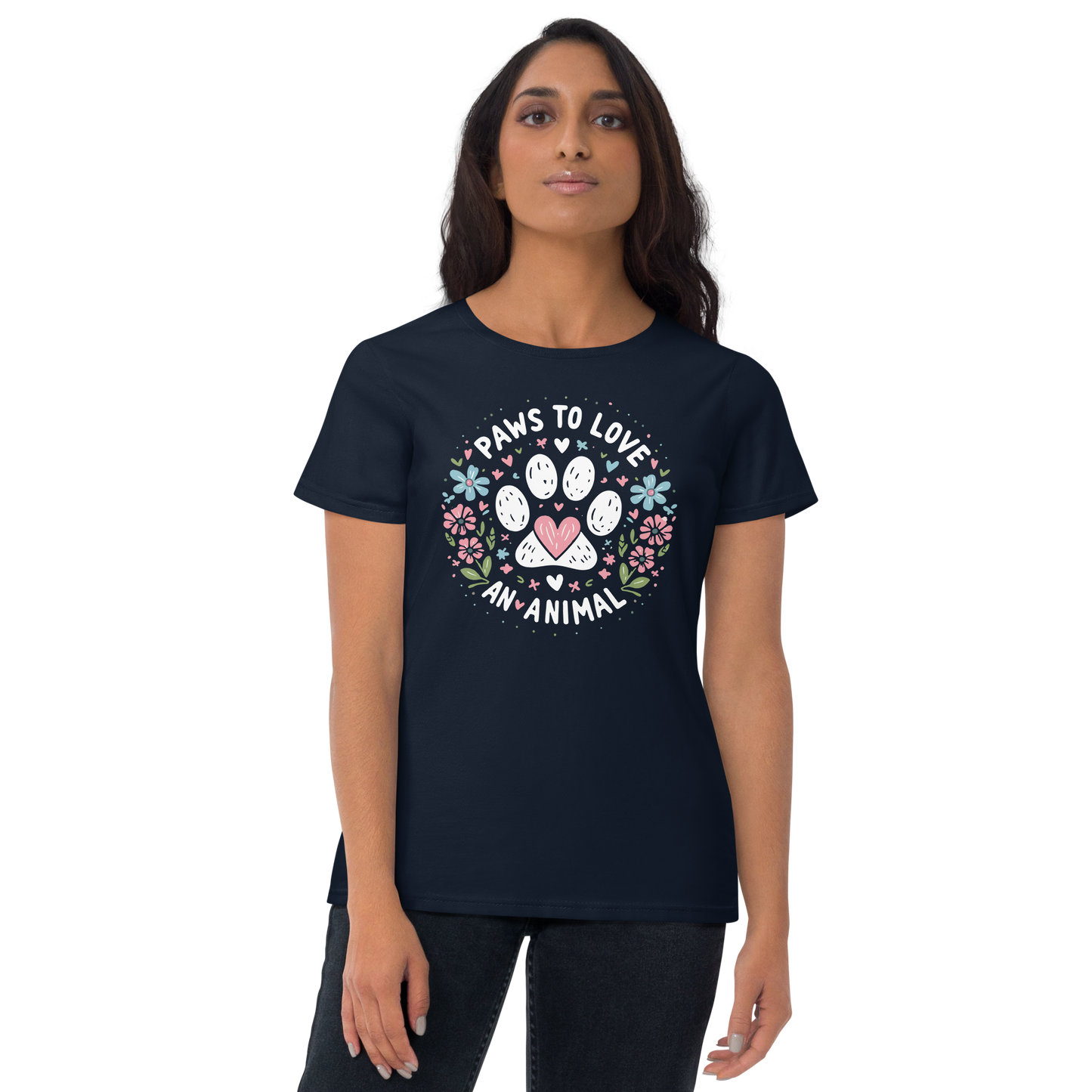 Floral Pawprints - Womens Fashion Fit Tee