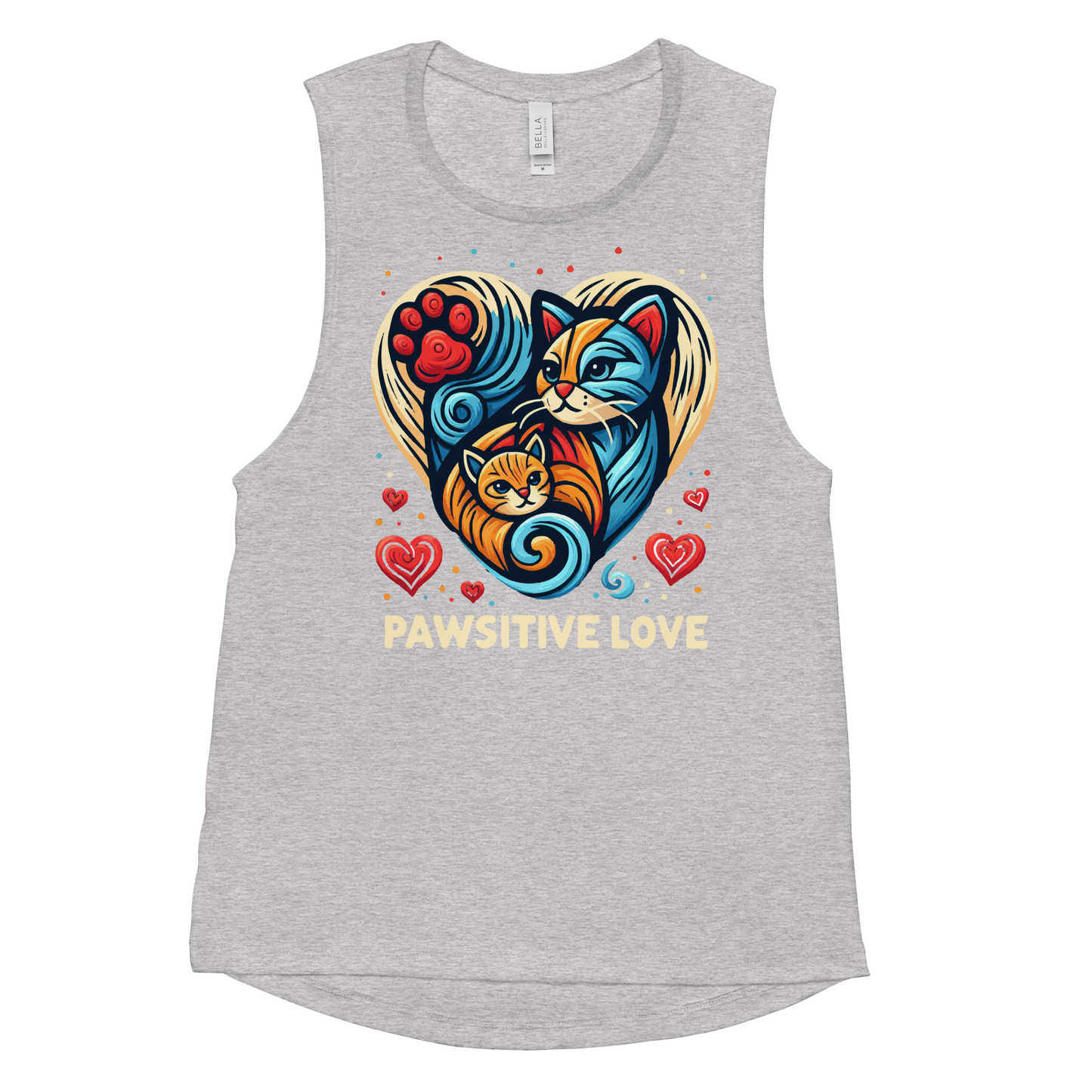 Feline Harmony - Pawsitive Love - Womens Muscle Tanktop