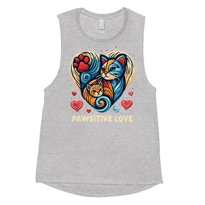 Feline Harmony - Pawsitive Love - Womens Muscle Tanktop