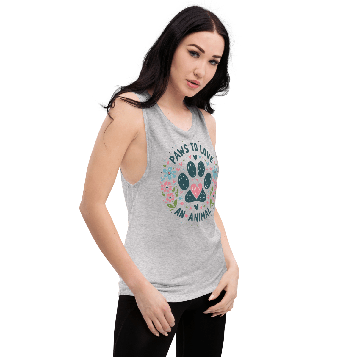 Circle of Pawsitivity - Women's Muscle Shirt - Womens Muscle Tank Top - Speak Up 4 Paws