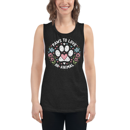 Floral Pawprints - Paws to Love - Womens Muscle Tanktop