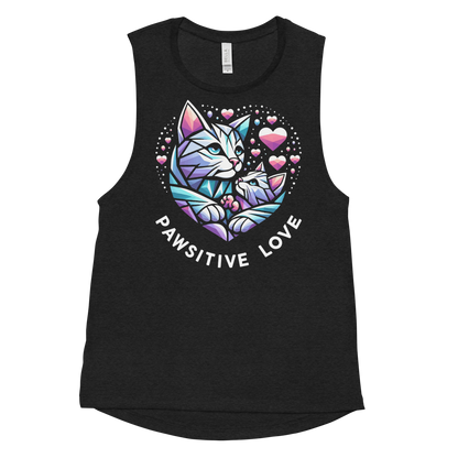 Geometric Whiskerheart - Pawsitive Love - Womens Muscle Tanktop