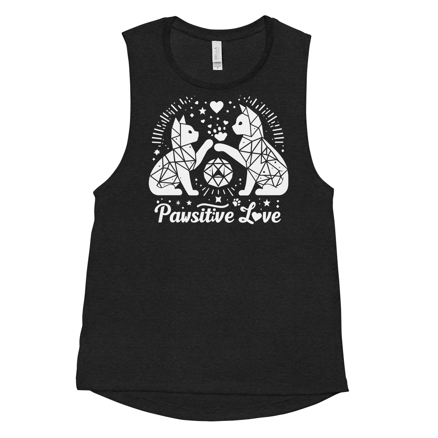 Geometric Whiskerplay - Pawsitive Love - Womens Muscle Tanktop