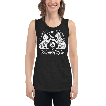 Geometric Whiskerplay - Pawsitive Love - Womens Muscle Tanktop