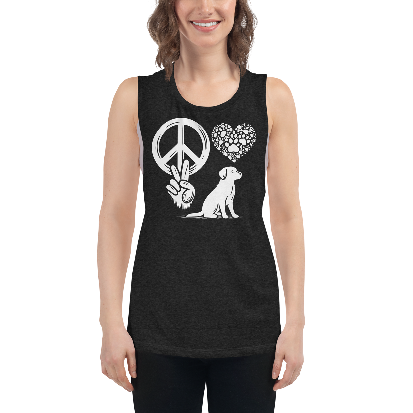 Harmony Unleashed - Peace-Love-Dog - Womens Muscle Tanktop