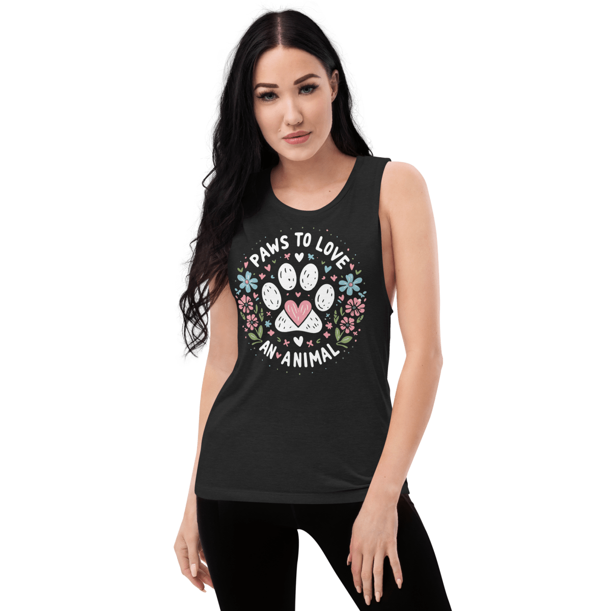 Circle of Pawsitivity - Women's Muscle Shirt - Womens Muscle Tank Top - Speak Up 4 Paws