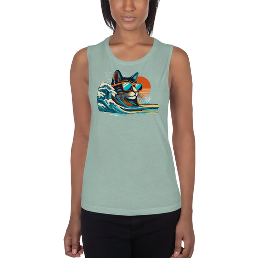 Surf’s Up - Purrfection - Womens Muscle Tee