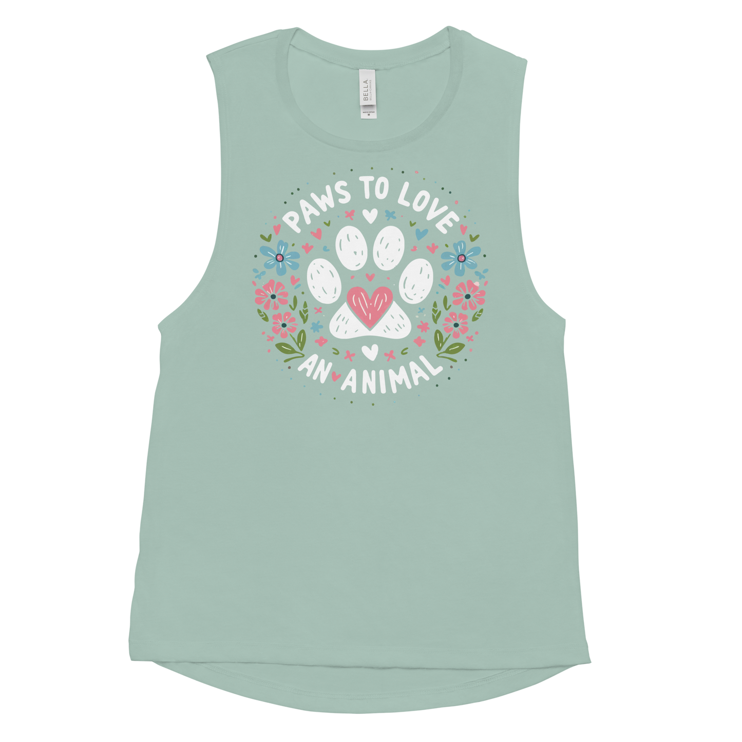 Floral Pawprints - Paws to Love - Womens Muscle Tanktop