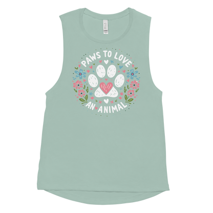 Floral Pawprints - Paws to Love - Womens Muscle Tanktop