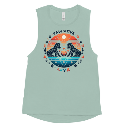 Geometric Puppy Play - Pawsitive Love - Womens Muscle Tanktop