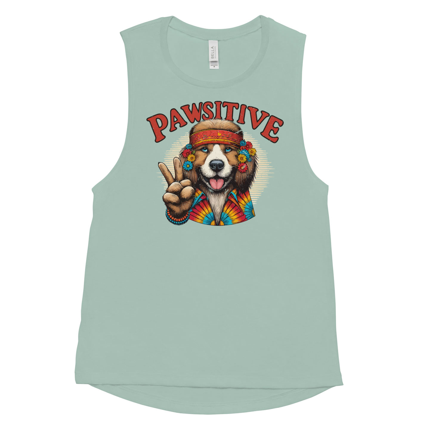 Groovy Canine Vibes - Pawsitive Peace - Womens Muscle Tanktop