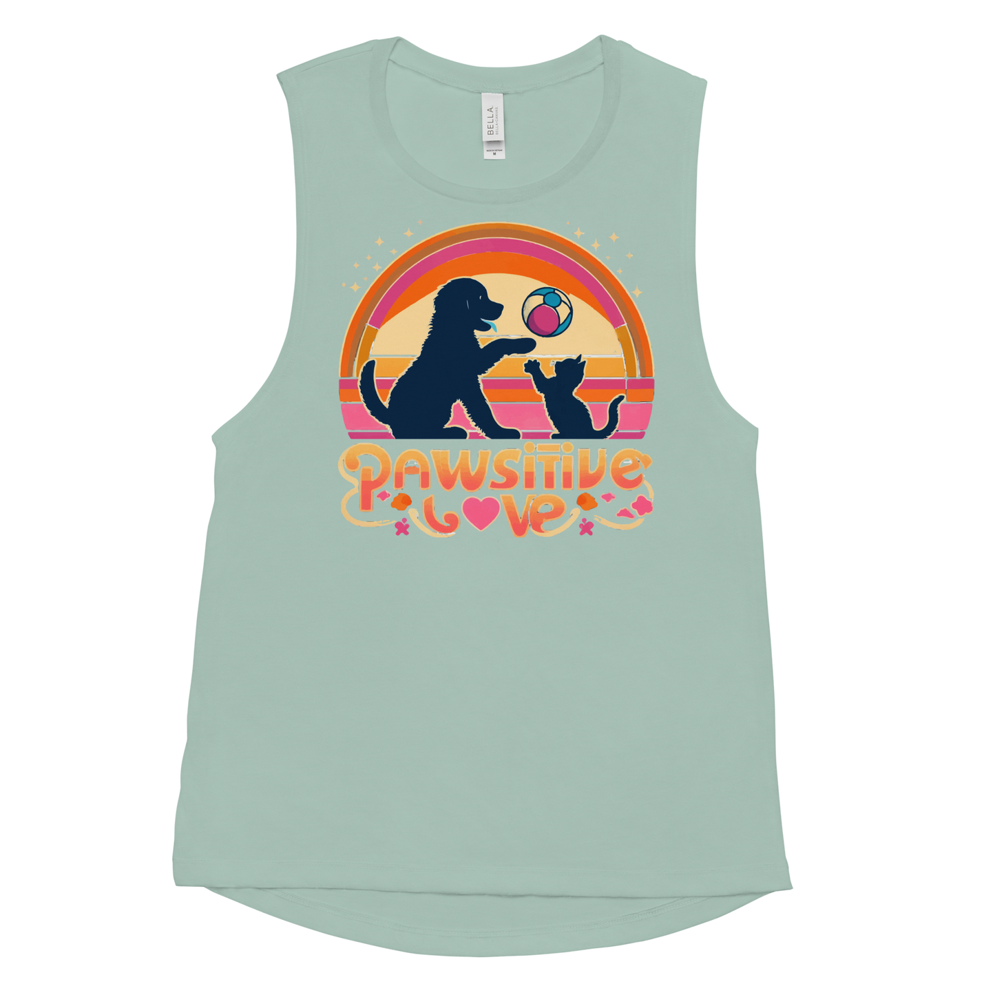 Rainbow Rendezvous - Pawsitive Love - Womens Muscle Tanktop