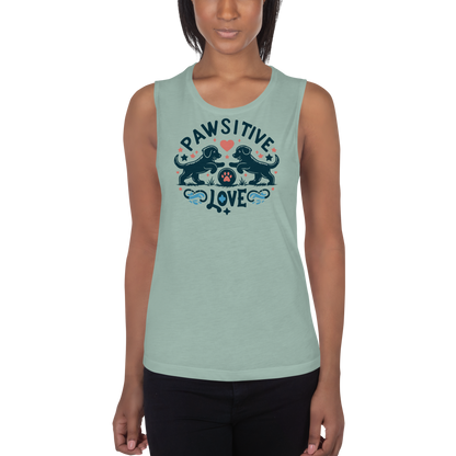 Sketchy Tails - Pawsitive Love - Womens Muscle Tanktop