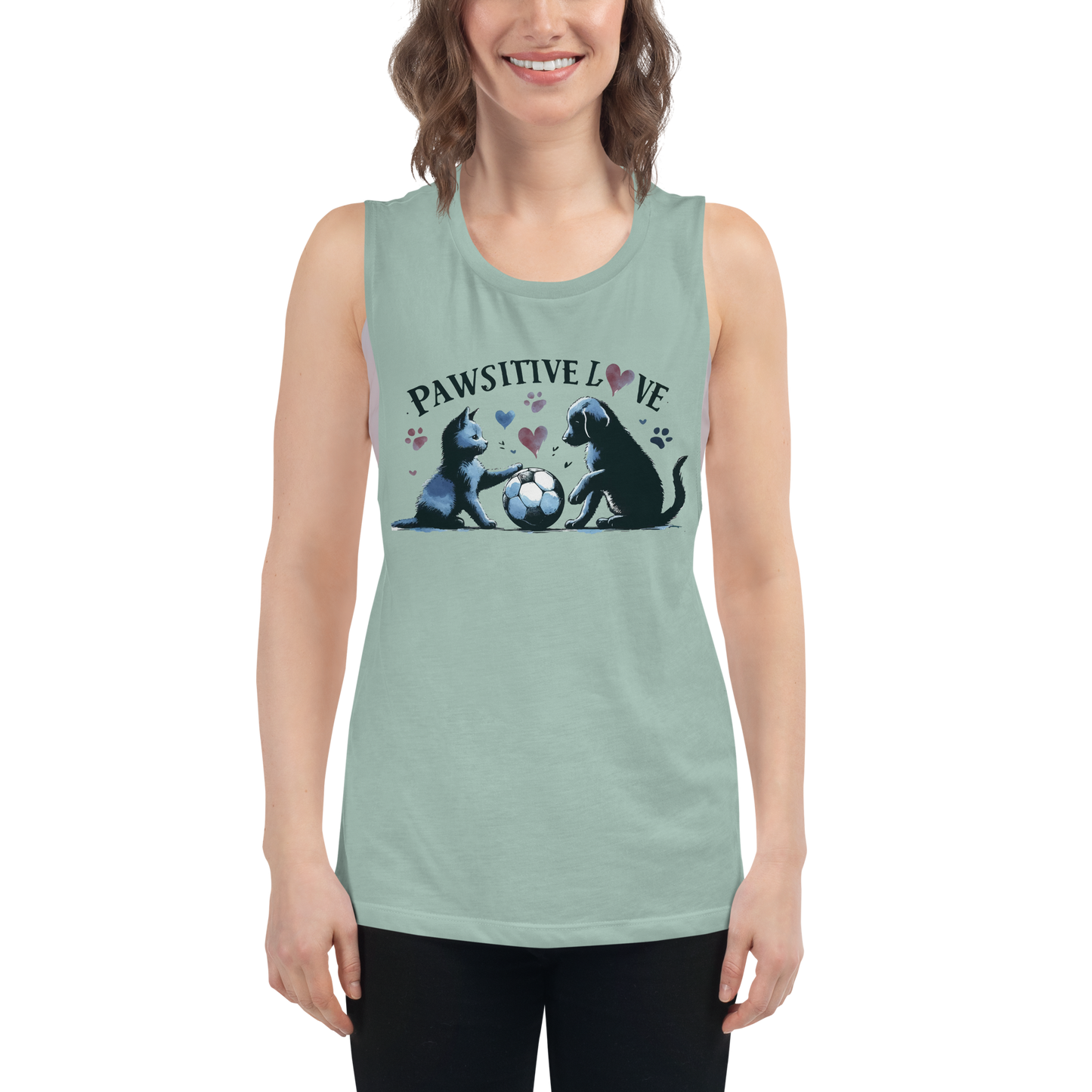 Azure Harmony - Pawsitive Love - Womens Muscle Tanktop