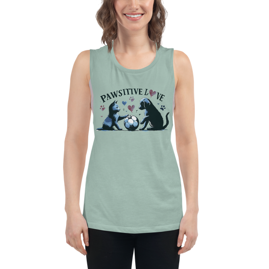 Azure Harmony - Pawsitive Love - Womens Muscle Tanktop