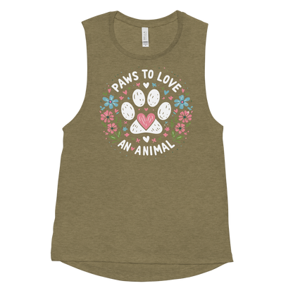 Floral Pawprints - Paws to Love - Womens Muscle Tanktop