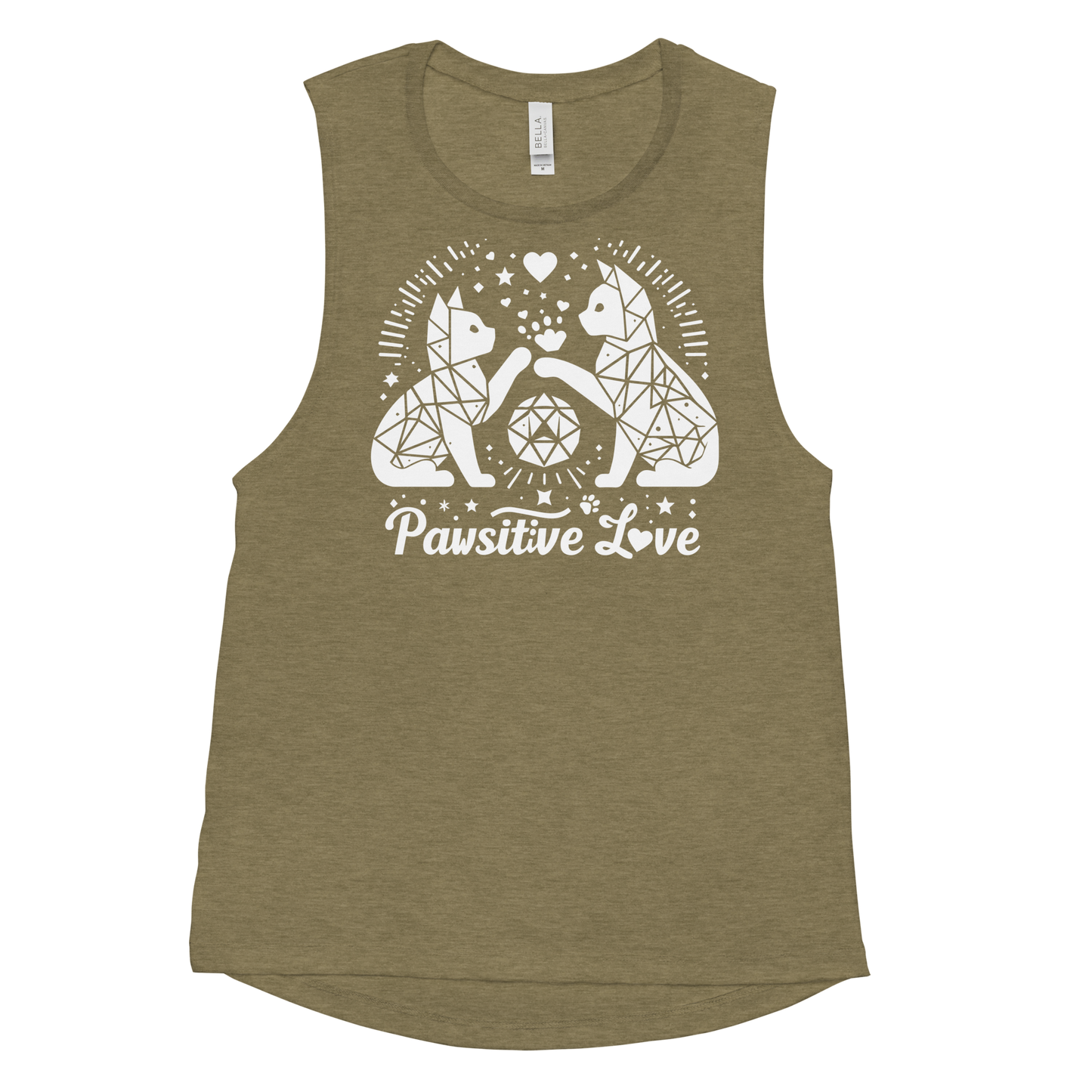 Geometric Whiskerplay - Pawsitive Love - Womens Muscle Tanktop