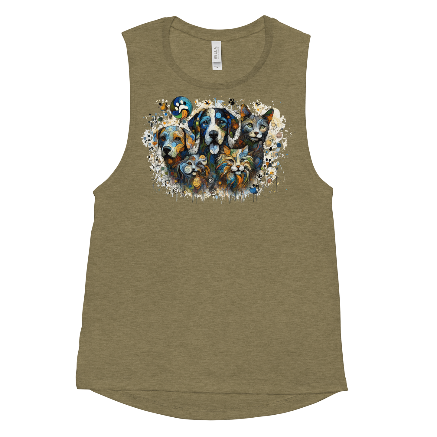 Paws in Colorful Conversation - Pollock - Womens Muscle Tanktop