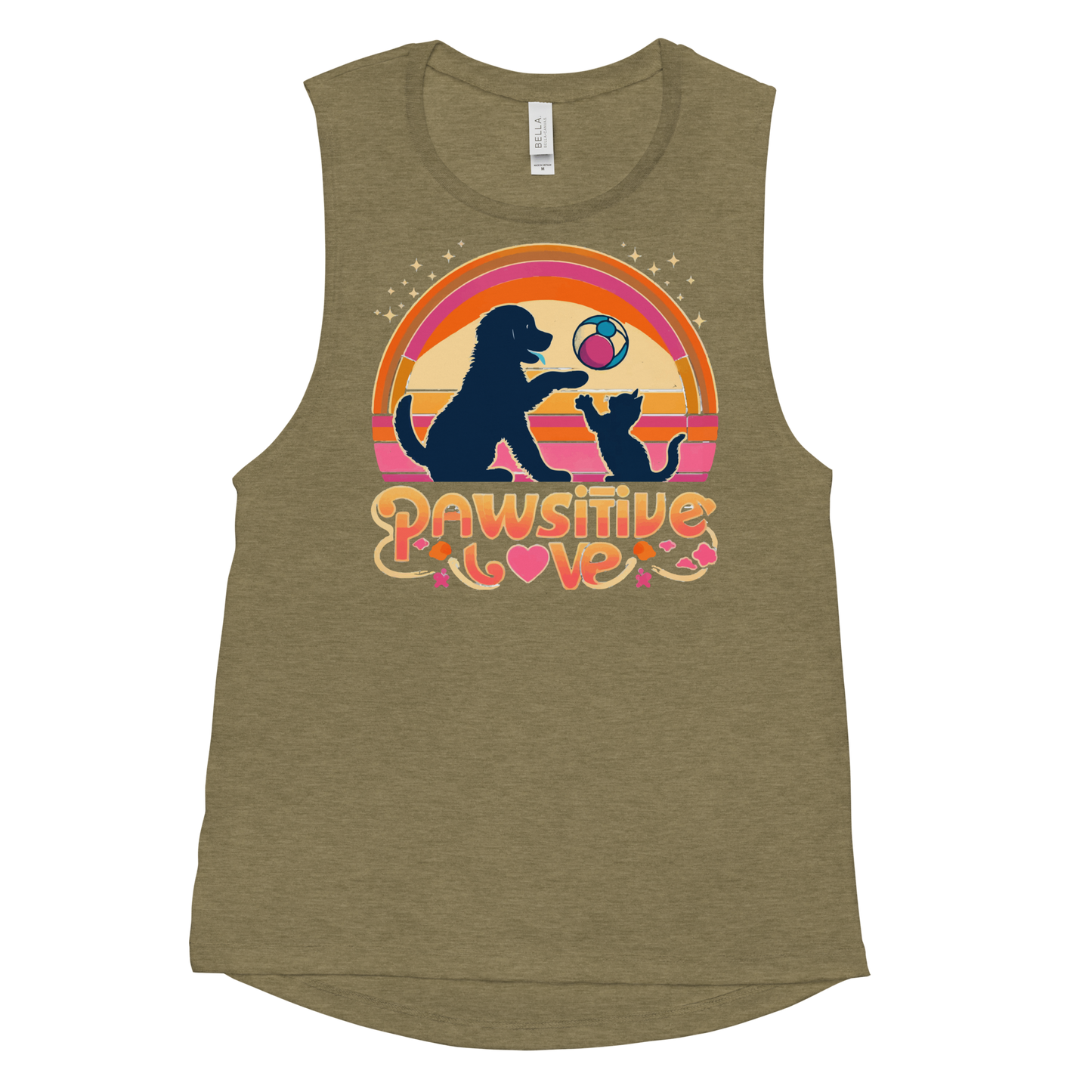 Rainbow Rendezvous - Pawsitive Love - Womens Muscle Tanktop