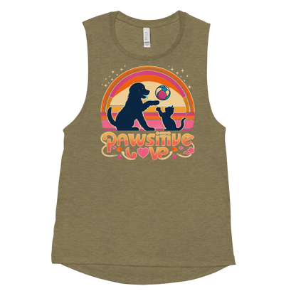 Rainbow Rendezvous - Pawsitive Love - Womens Muscle Tanktop