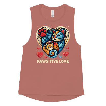 Feline Harmony - Pawsitive Love - Womens Muscle Tanktop