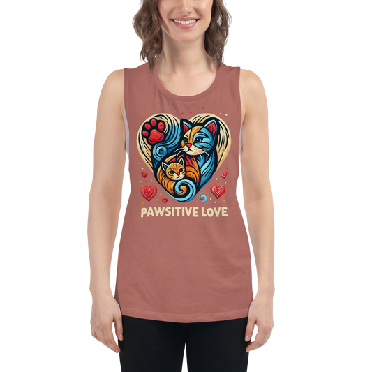 Feline Harmony - Pawsitive Love - Womens Muscle Tanktop