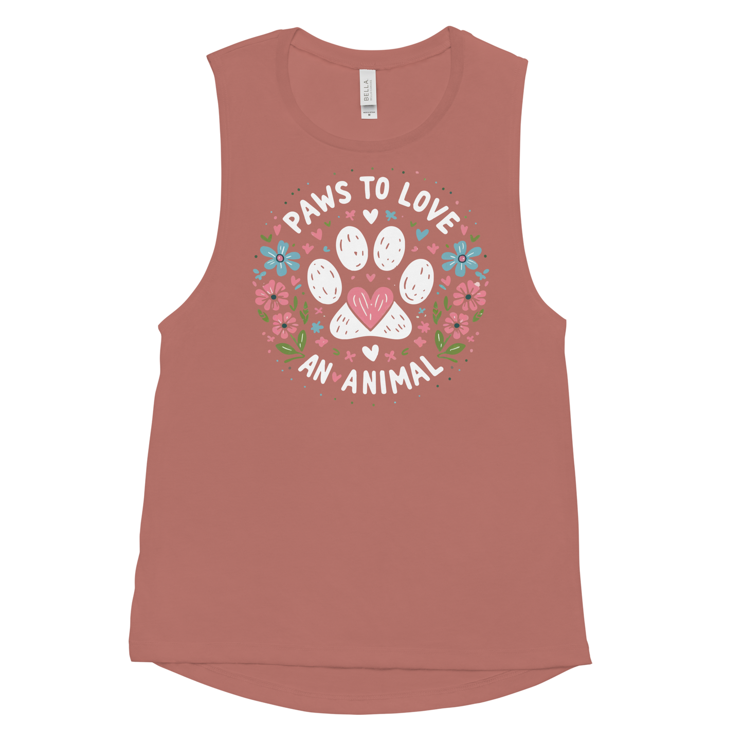 Floral Pawprints - Paws to Love - Womens Muscle Tanktop