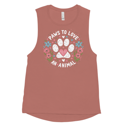 Floral Pawprints - Paws to Love - Womens Muscle Tanktop