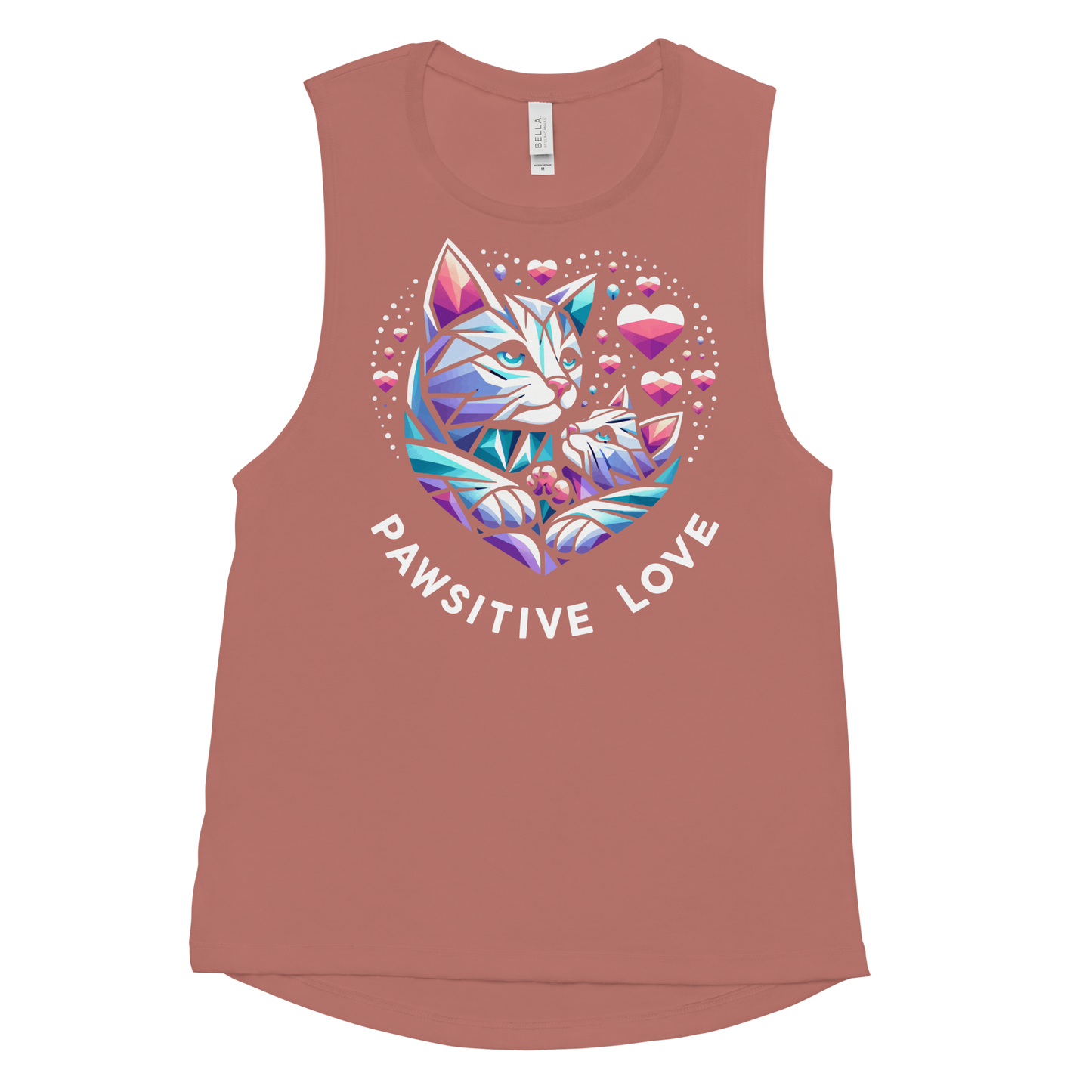 Geometric Whiskerheart - Pawsitive Love - Womens Muscle Tanktop