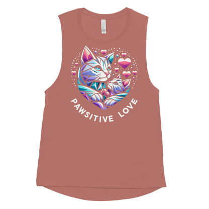 Geometric Whiskerheart - Pawsitive Love - Womens Muscle Tanktop