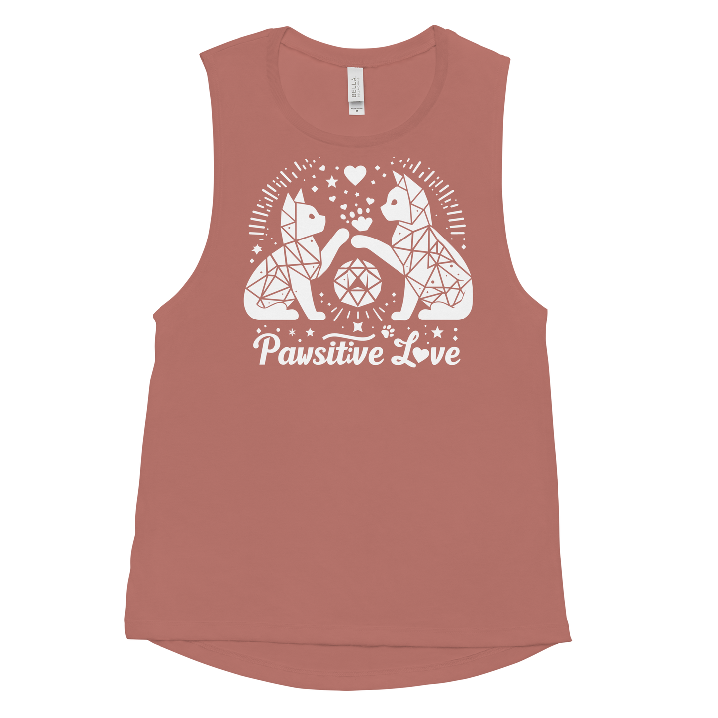 Geometric Whiskerplay - Pawsitive Love - Womens Muscle Tanktop