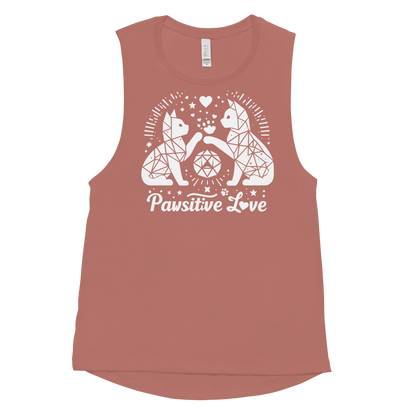 Geometric Whiskerplay - Pawsitive Love - Womens Muscle Tanktop