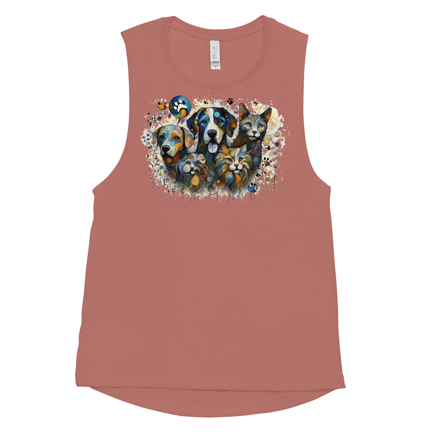 Paws in Colorful Conversation - Pollock - Womens Muscle Tanktop