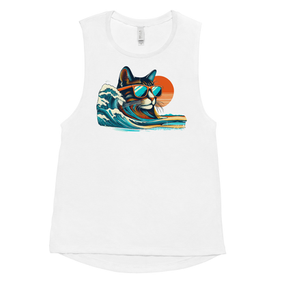 Surf’s Up - Purrfection - Womens Muscle Tee