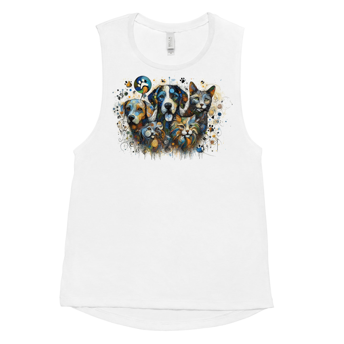 Paws in Colorful Conversation - Pollock - Womens Muscle Tanktop