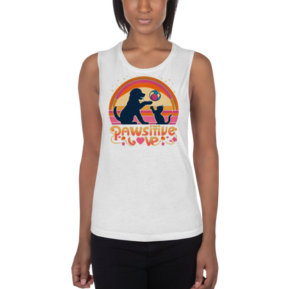 Rainbow Rendezvous - Pawsitive Love - Womens Muscle Tanktop