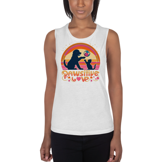 Rainbow Rendezvous - Pawsitive Love - Womens Muscle Tanktop