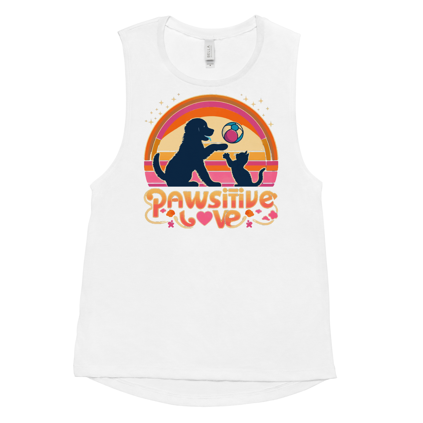 Rainbow Rendezvous - Pawsitive Love - Womens Muscle Tanktop