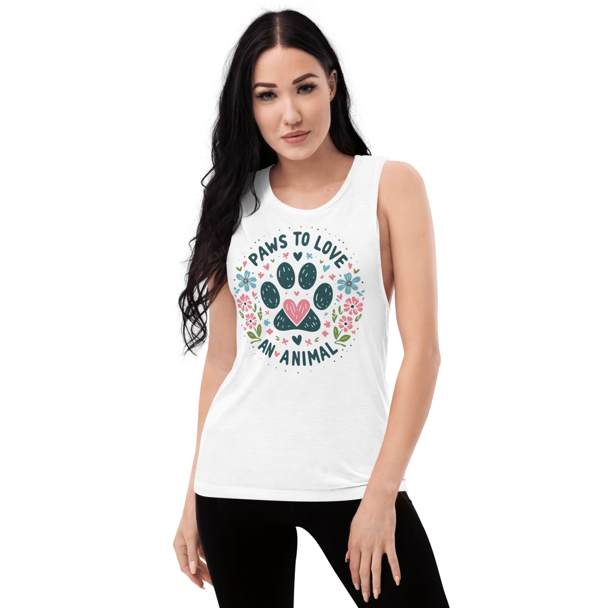 Circle of Pawsitivity - Women's Muscle Shirt - Womens Muscle Tank Top - Speak Up 4 Paws