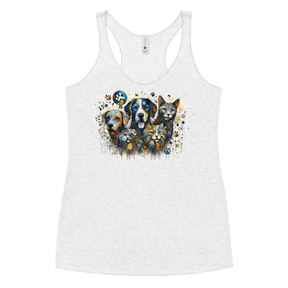 Paws in Colorful Conversation - Pollock - Women Racerback Tank