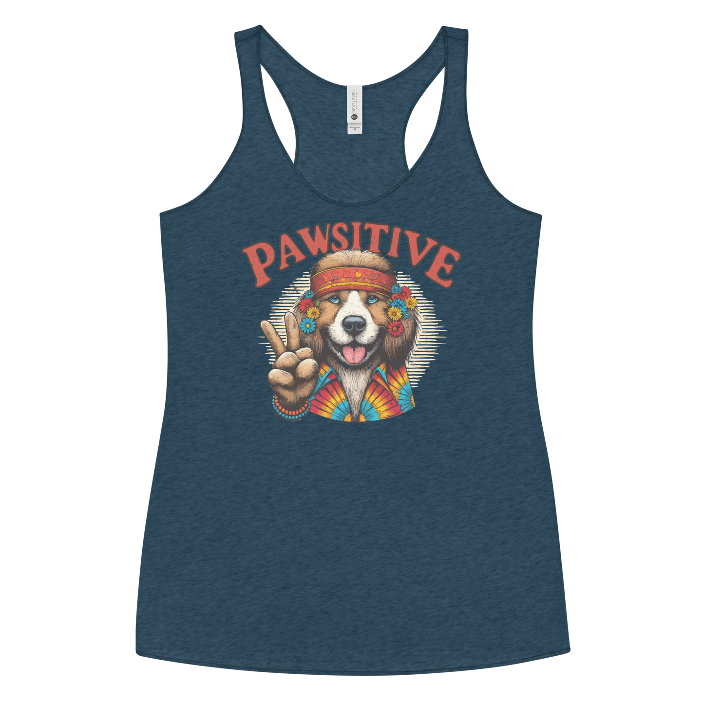 Groovy Canine Vibes - Pawsitive Peace - Women Racerback Tank