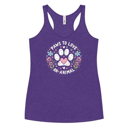 Floral Pawprints - Paws to Love - Women Racerback Tank