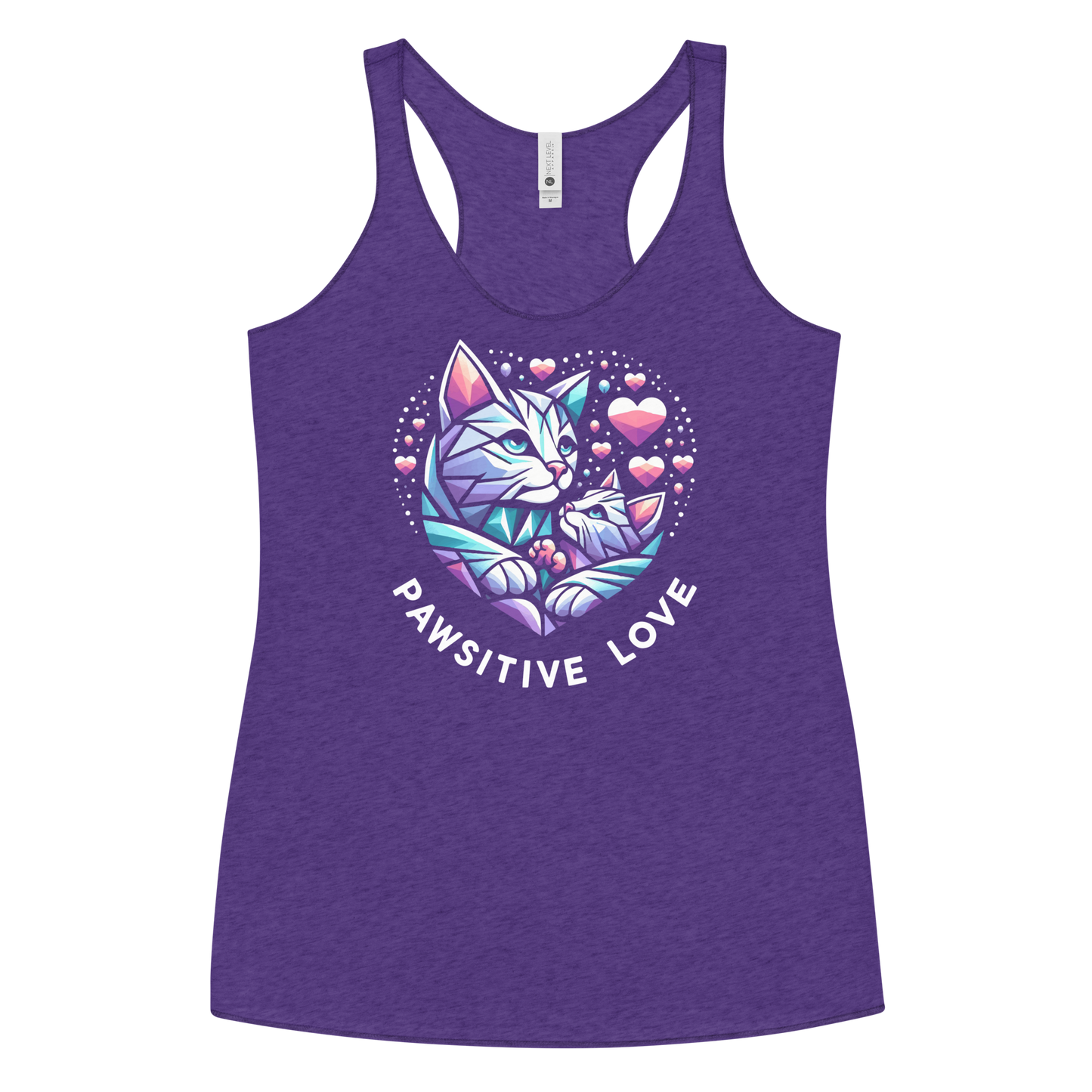 Geometric Whiskerheart - Pawsitive Love - Women Racerback Tank